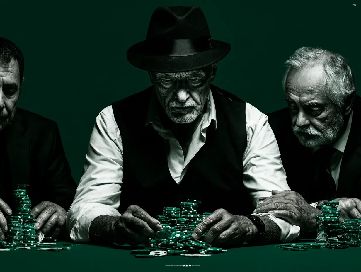 Jugadores veteranos en una mesa de cartas